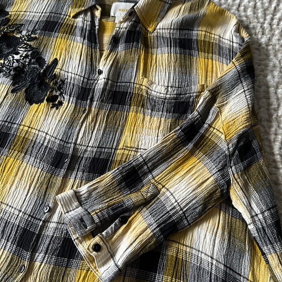 NWOT - Anthropology Plaid Tunic W embroidery - M/L - Picture 6 of 7